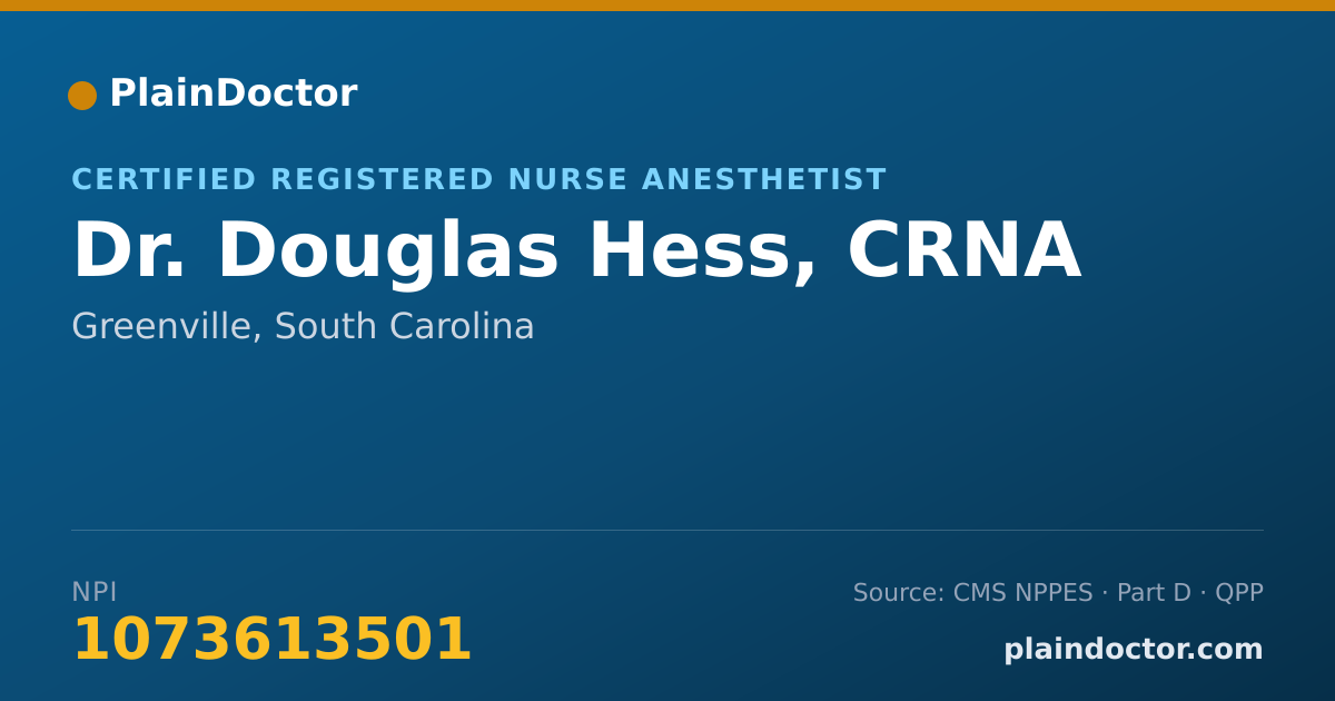 Shareable card for Douglas Hess, CRNA - Certified Registered Nurse Anesthetist, Greenville, SC