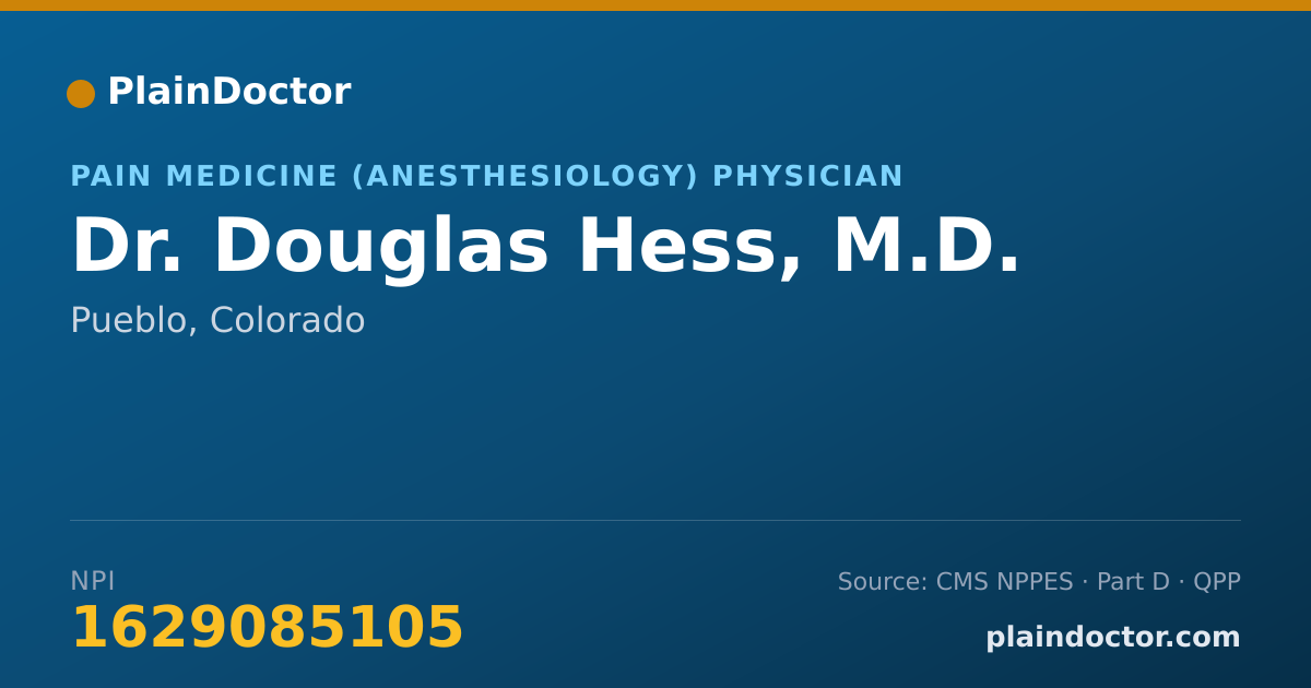 Shareable card for Douglas Hess, M.D. - Pain Medicine (Anesthesiology) Physician, Pueblo, CO