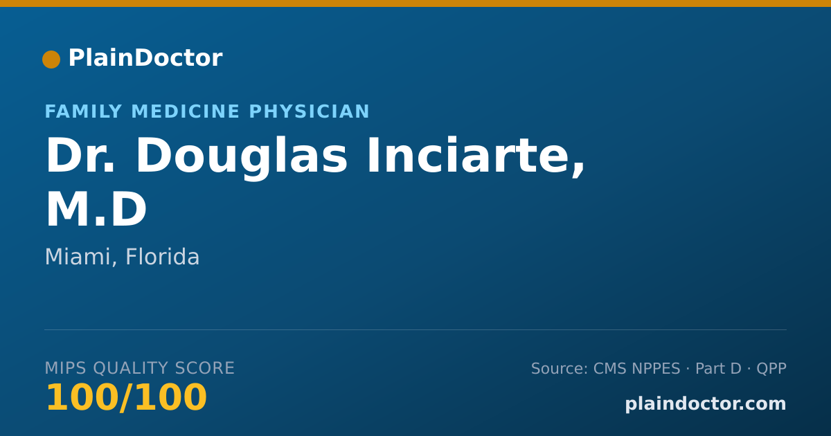 Shareable card for Douglas Inciarte, M.D - Family Medicine Physician, Miami, FL