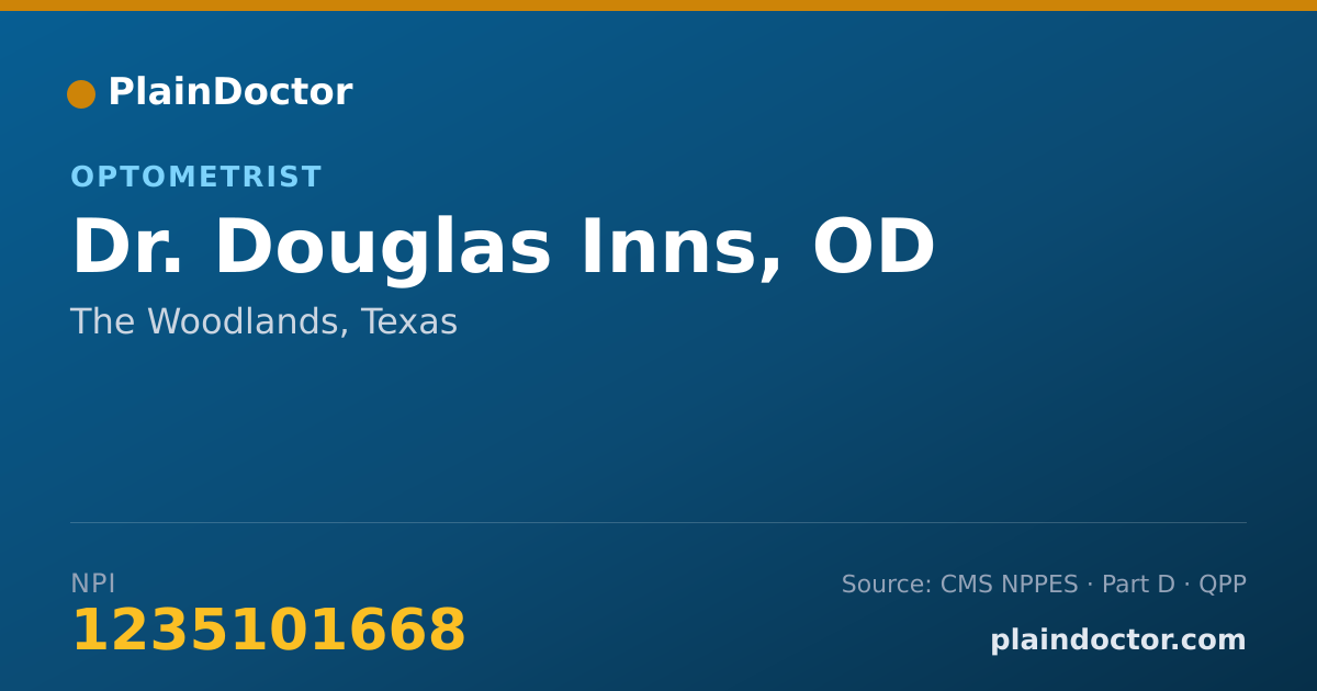 Shareable card for Douglas Inns, OD - Optometrist, The Woodlands, TX