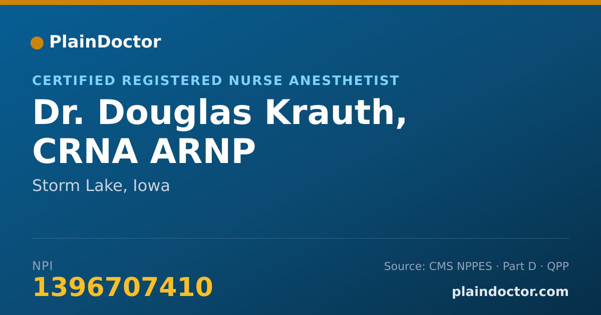 Shareable card for Douglas Krauth, CRNA  ARNP - Certified Registered Nurse Anesthetist, Storm Lake, IA