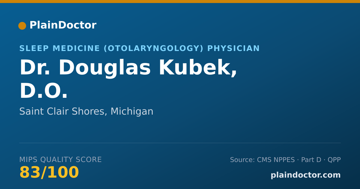 Shareable card for Douglas Kubek, D.O. - Sleep Medicine (Otolaryngology) Physician, Saint Clair Shores, MI