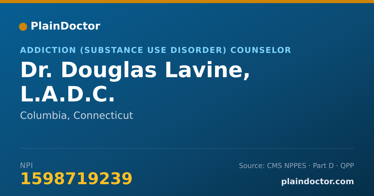 Shareable card for Douglas Lavine, L.A.D.C. - Addiction (Substance Use Disorder) Counselor, Columbia, CT