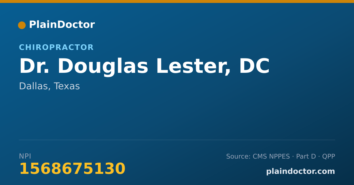 Shareable card for Douglas Lester, DC - Chiropractor, Dallas, TX