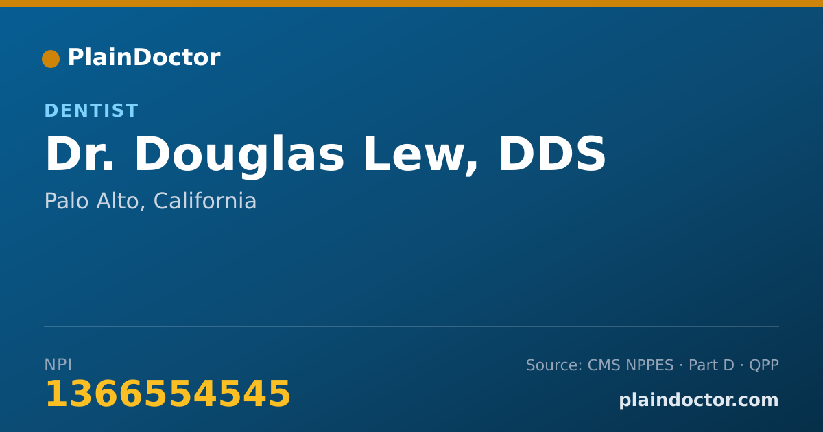Shareable card for Douglas Lew, DDS - Dentist, Palo Alto, CA