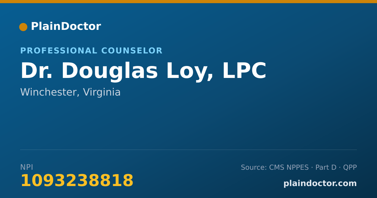 Shareable card for Douglas Loy, LPC - Professional Counselor, Winchester, VA