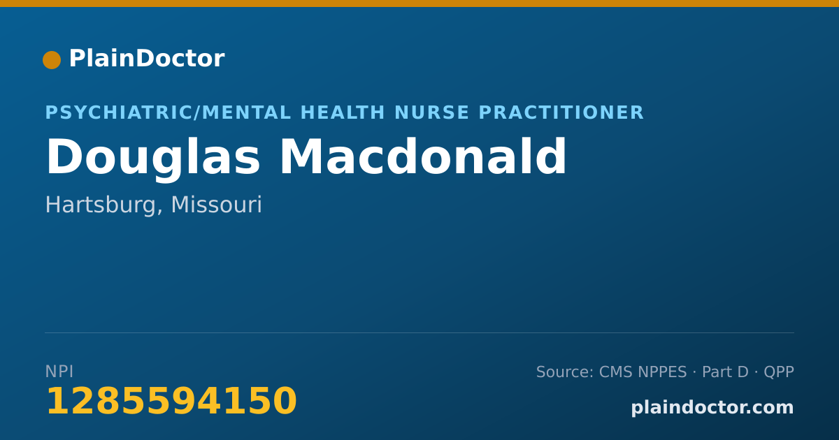 Shareable card for Douglas Macdonald - Psychiatric/Mental Health Nurse Practitioner, Hartsburg, MO