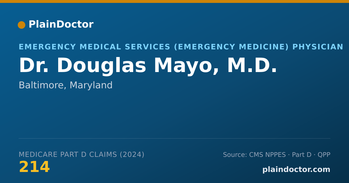 Shareable card for Douglas Mayo, M.D. - Emergency Medical Services (Emergency Medicine) Physician, Baltimore, MD