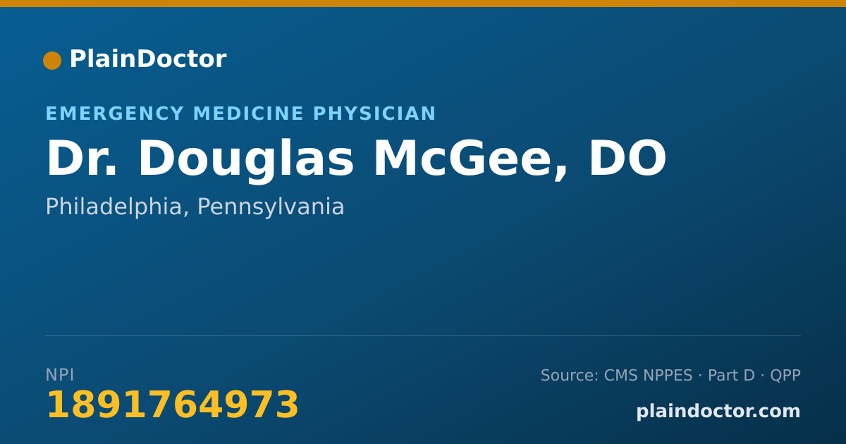 Shareable card for Douglas McGee, DO - Emergency Medicine Physician, Philadelphia, PA