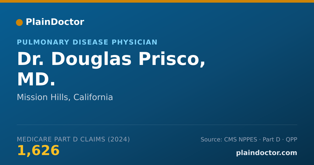 Shareable card for Douglas Prisco, MD. - Sleep Medicine (Internal Medicine) Physician, Mission Hills, CA
