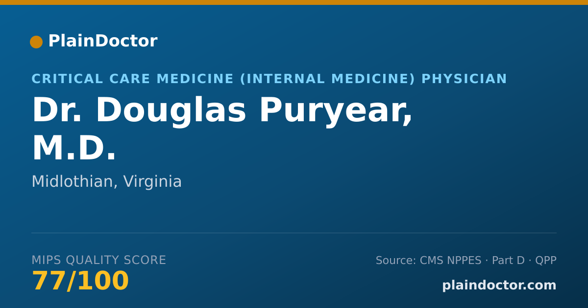 Shareable card for Douglas Puryear, M.D. - Critical Care Medicine (Internal Medicine) Physician, Midlothian, VA