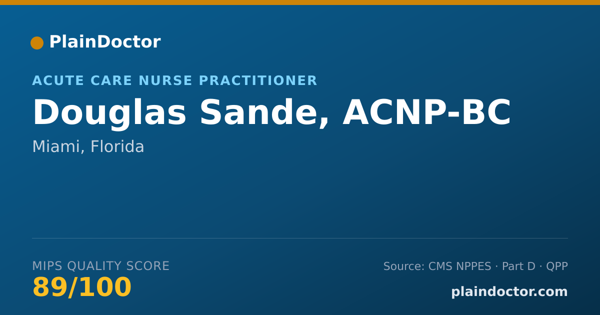 Shareable card for Douglas Sande, ACNP-BC - Acute Care Nurse Practitioner, Miami, FL