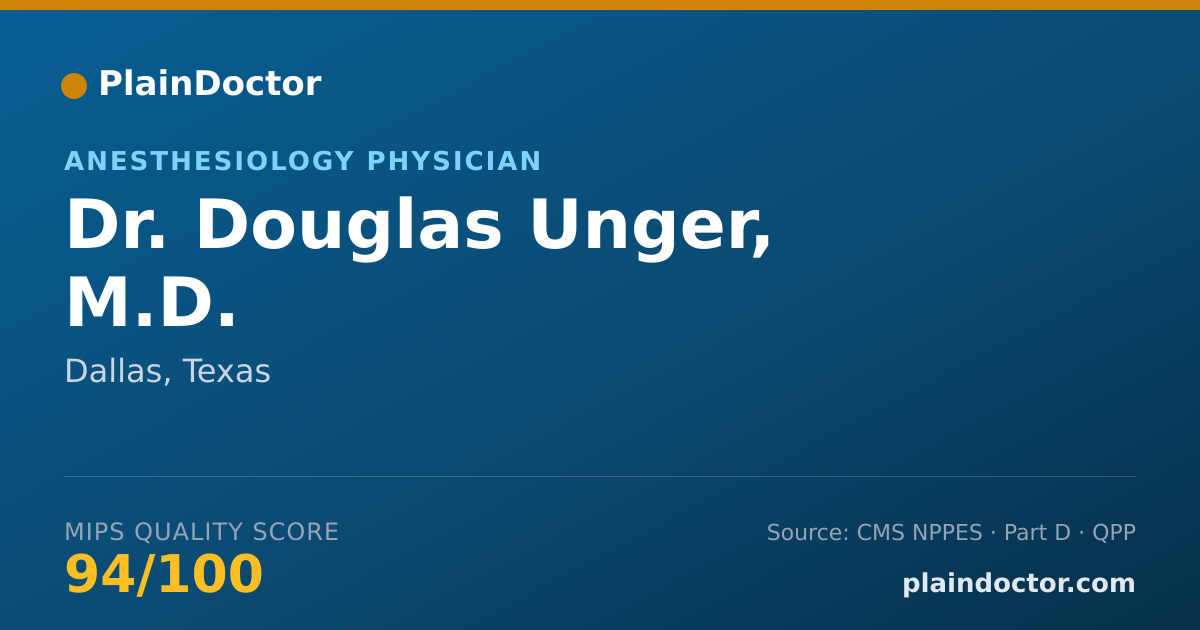 Shareable card for Douglas Unger, M.D. - Anesthesiology Physician, Dallas, TX