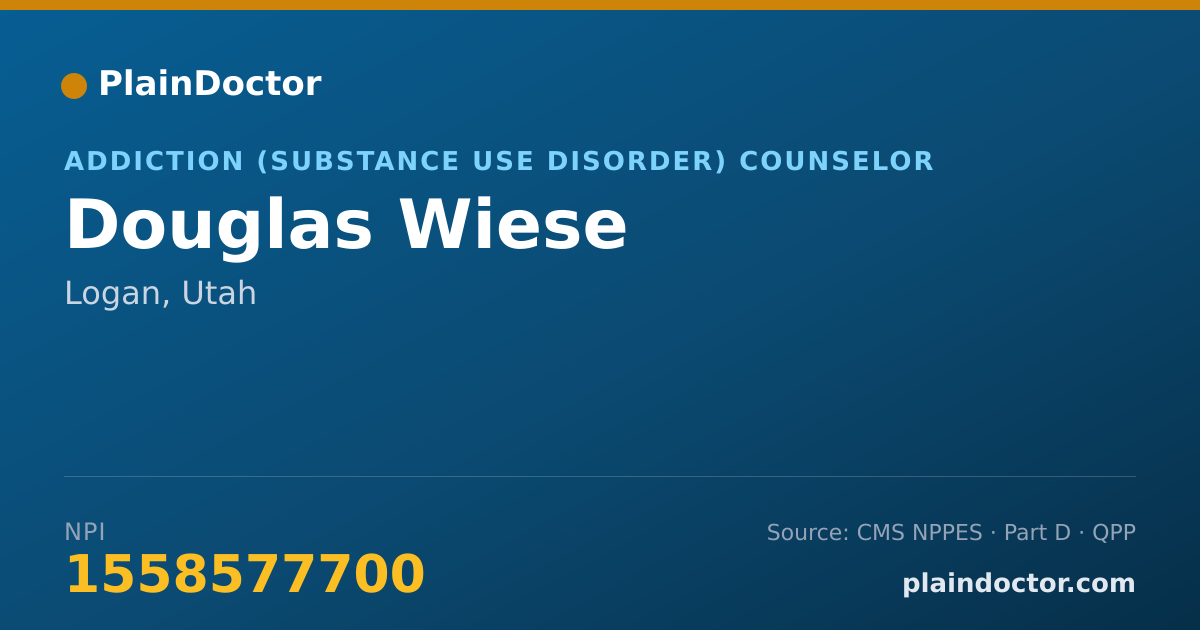 Shareable card for Douglas Wiese - Addiction (Substance Use Disorder) Counselor, Logan, UT