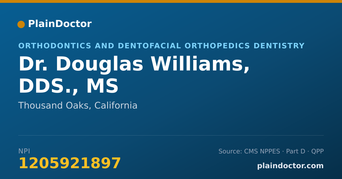 Shareable card for Douglas Williams, DDS., MS - Orthodontics and Dentofacial Orthopedics Dentistry, Thousand Oaks, CA