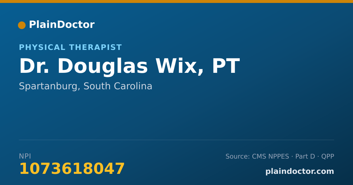 Shareable card for Douglas Wix, PT - Physical Therapist, Spartanburg, SC