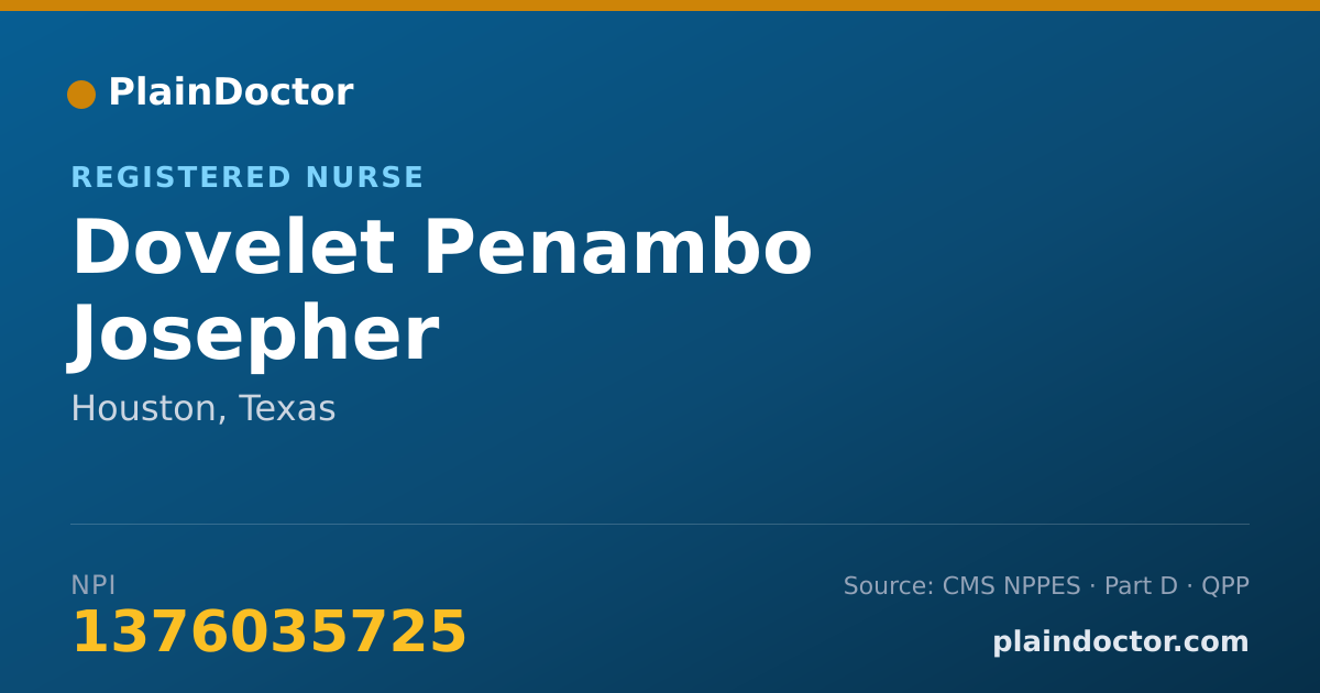 Shareable card for Dovelet Penambo Josepher - Registered Nurse, Houston, TX