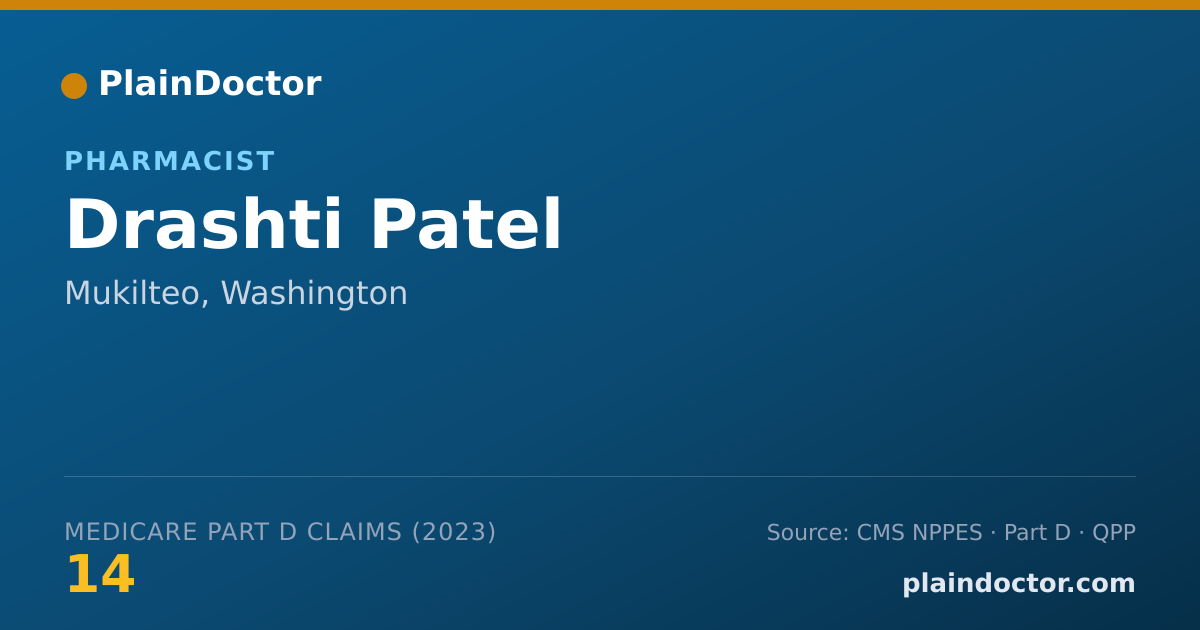 Shareable card for Drashti Patel - Pharmacist, Mukilteo, WA