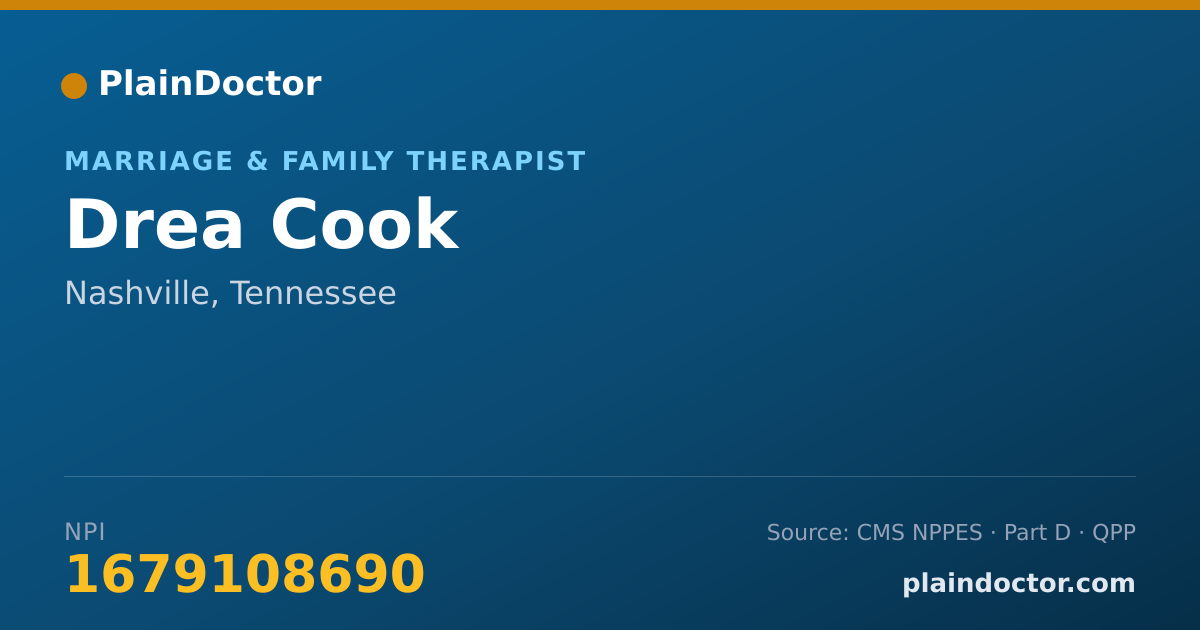Shareable card for Drea Cook - Marriage & Family Therapist, Nashville, TN