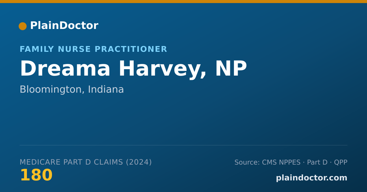 Shareable card for Dreama Harvey, NP - Family Nurse Practitioner, Bloomington, IN