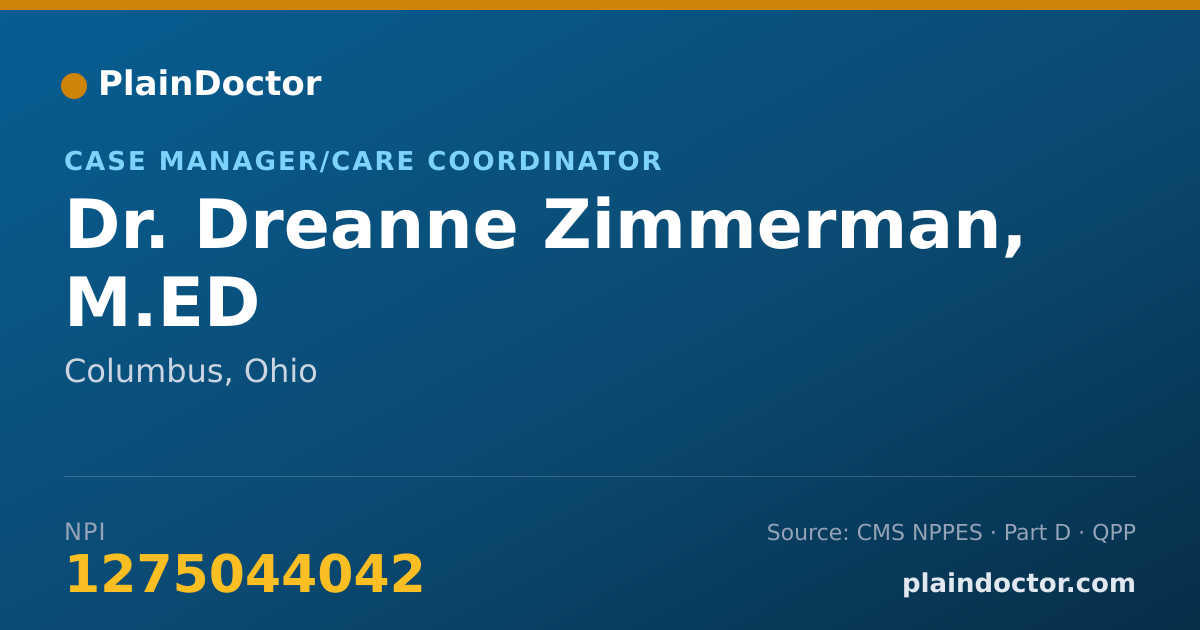 Shareable card for Dreanne Zimmerman, M.ED - Case Manager/Care Coordinator, Columbus, OH