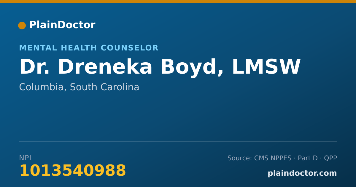 Shareable card for Dreneka Boyd, LMSW - Mental Health Counselor, Columbia, SC