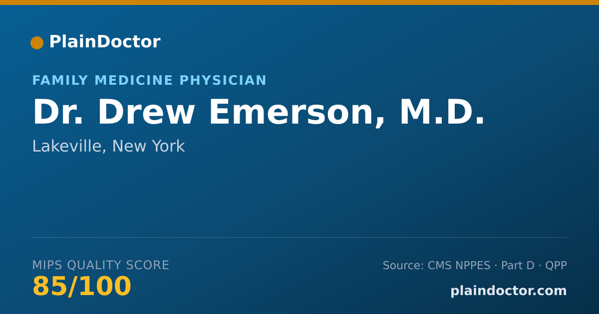 Shareable card for Drew Emerson, M.D. - Family Medicine Physician, Lakeville, NY
