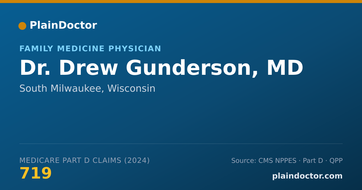 Shareable card for Drew Gunderson, MD - Family Medicine Physician, South Milwaukee, WI