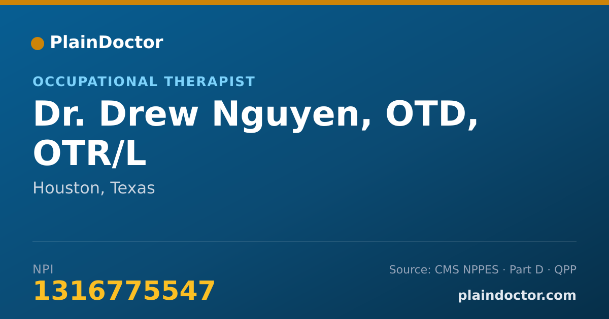 Shareable card for Drew Nguyen, OTD, OTR/L - Occupational Therapist, Houston, TX