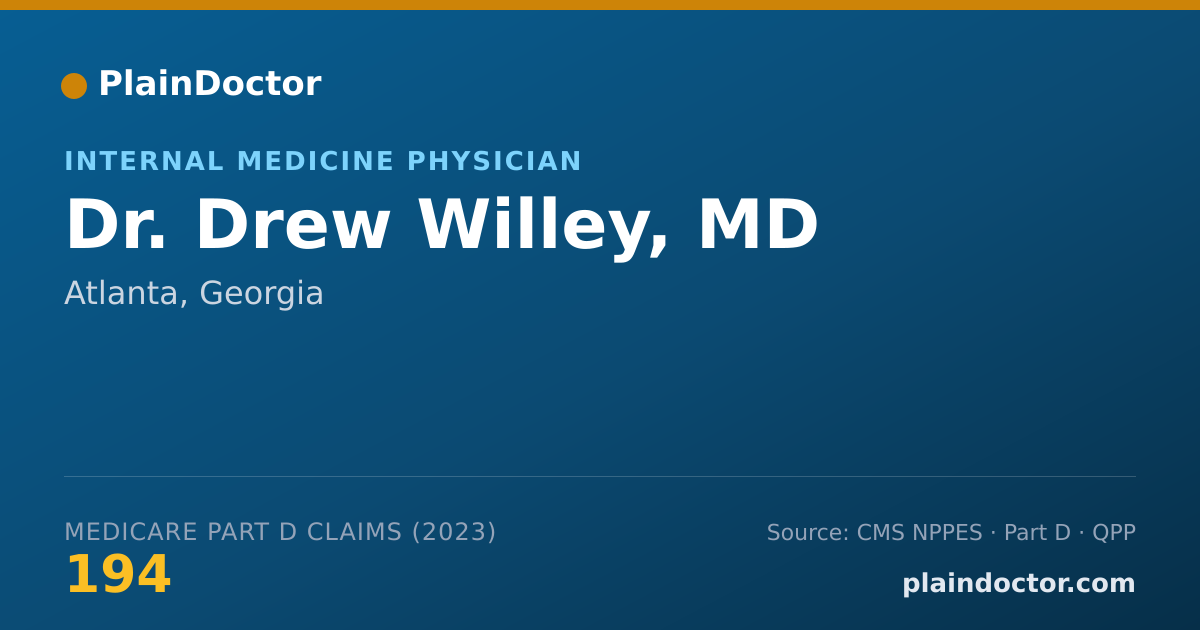 Shareable card for Drew Willey, MD - Internal Medicine Physician, Atlanta, GA