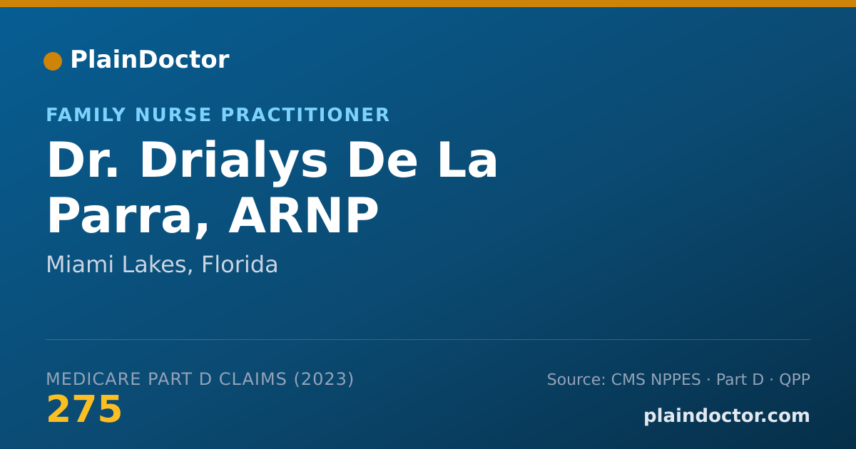 Shareable card for Drialys De La Parra, ARNP - Family Nurse Practitioner, Miami Lakes, FL