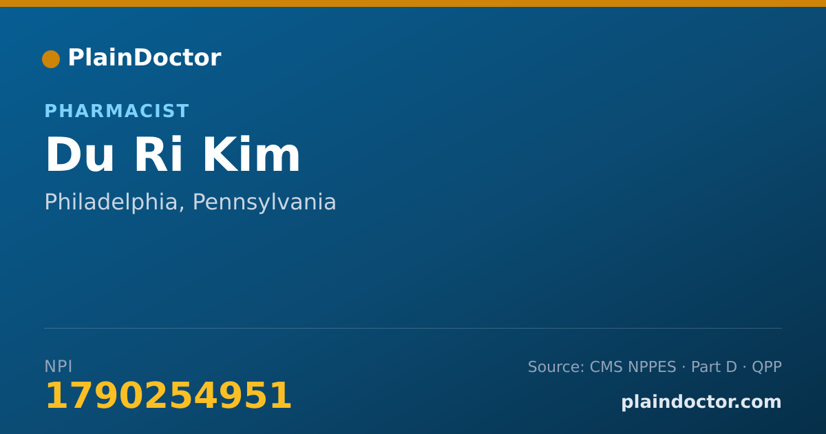 Shareable card for Du Ri Kim - Pharmacist, Philadelphia, PA