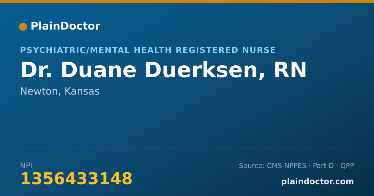 Shareable card for Duane Duerksen, RN - Psychiatric/Mental Health Registered Nurse, Newton, KS