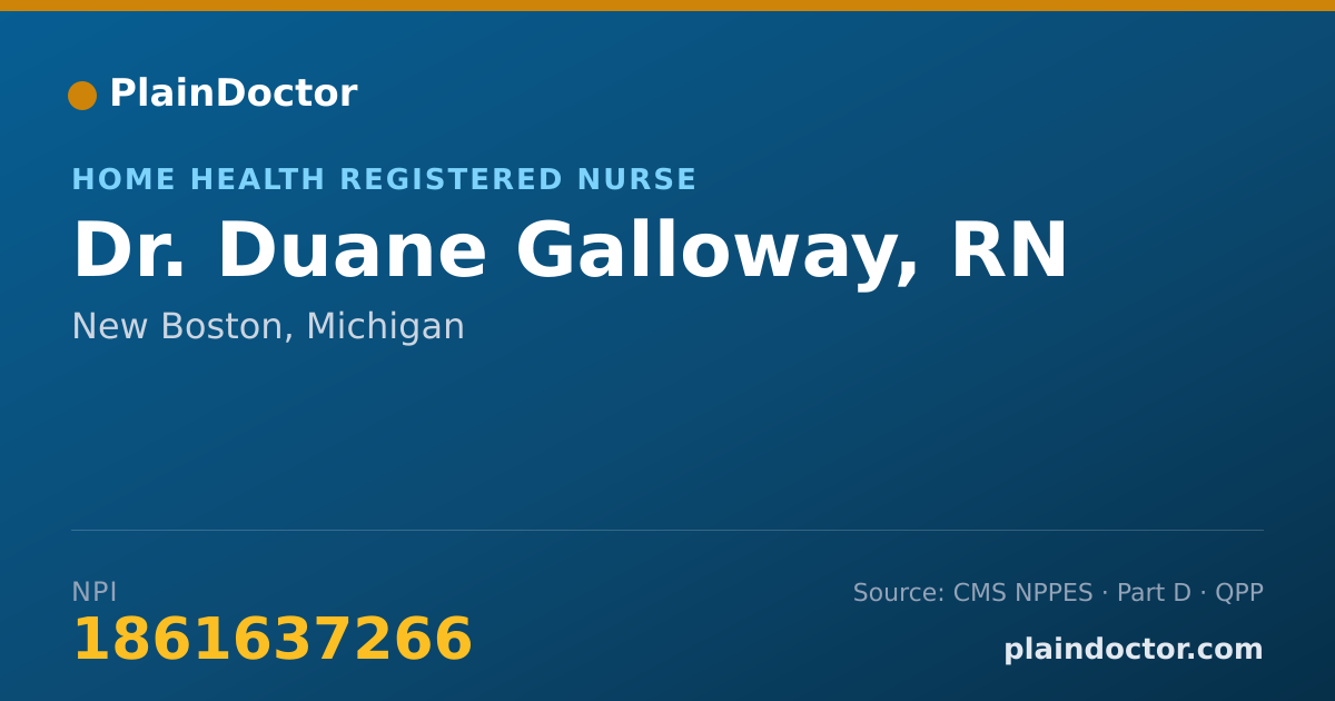 Shareable card for Duane Galloway, RN - Home Health Registered Nurse, New Boston, MI
