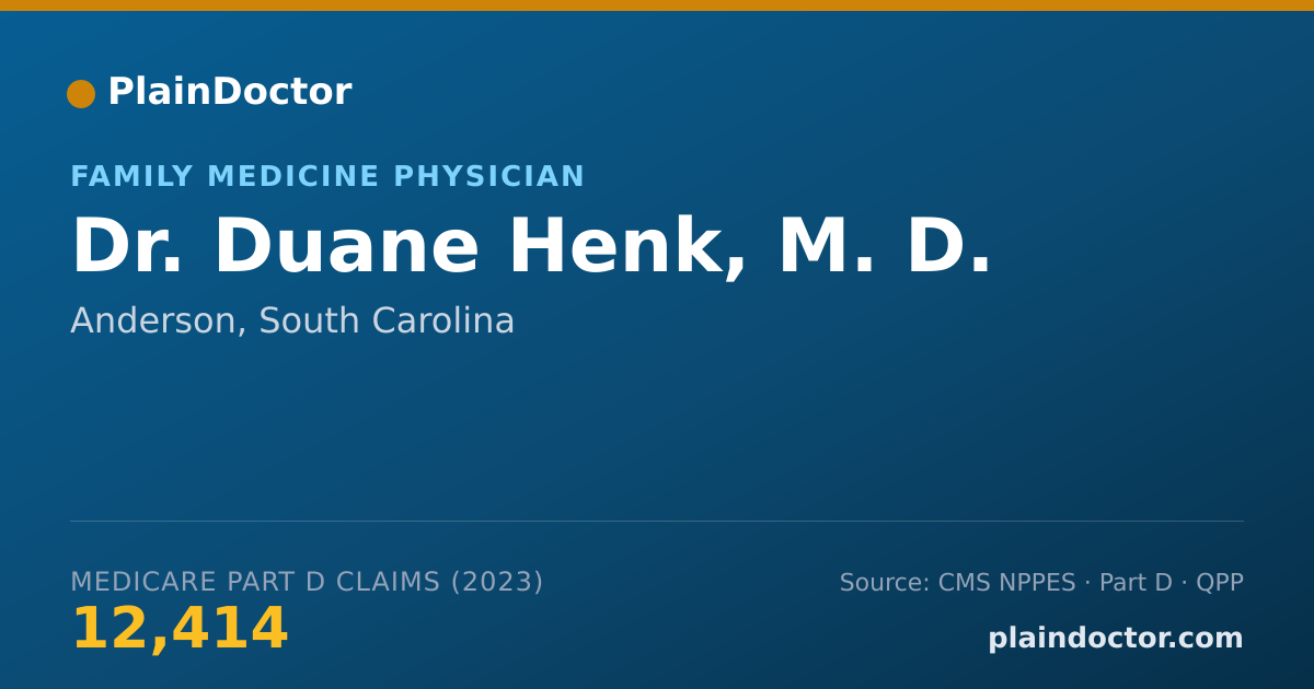 Shareable card for Duane Henk, M. D. - Family Medicine Physician, Anderson, SC