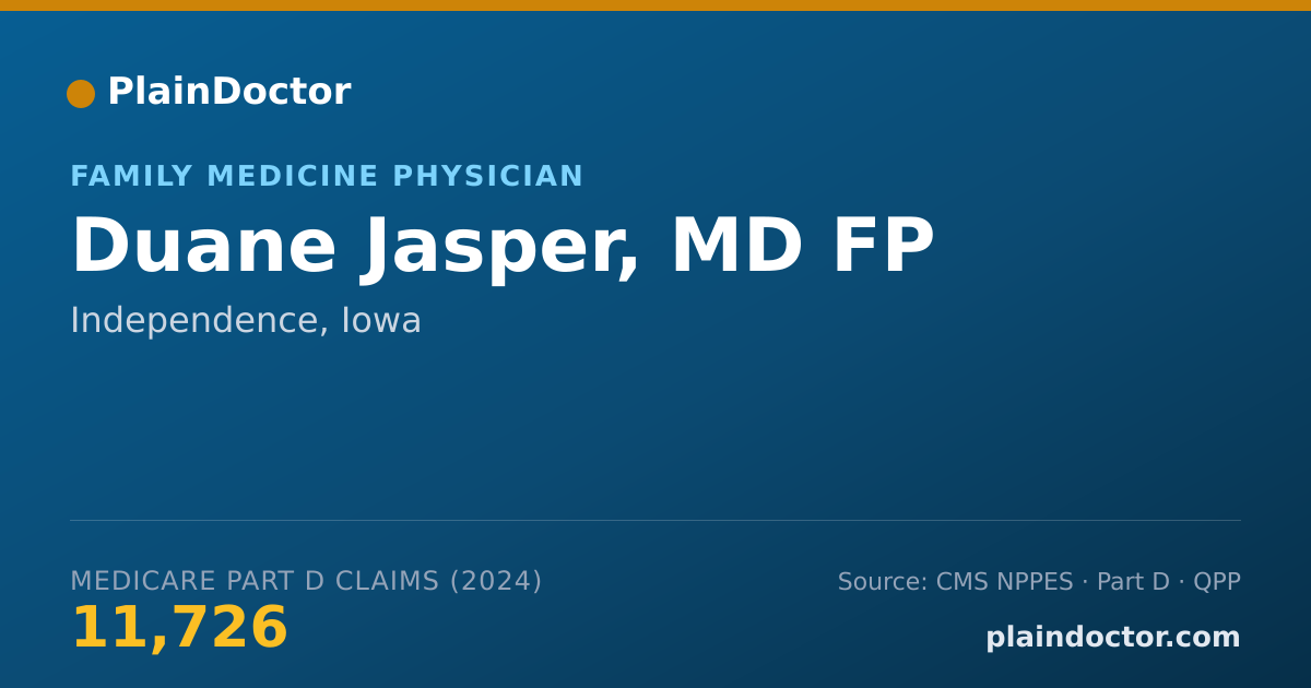 Shareable card for Duane Jasper, MD FP - Family Medicine Physician, Independence, IA