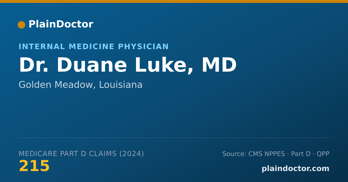 Shareable card for Duane Luke, MD - Internal Medicine Physician, Golden Meadow, LA