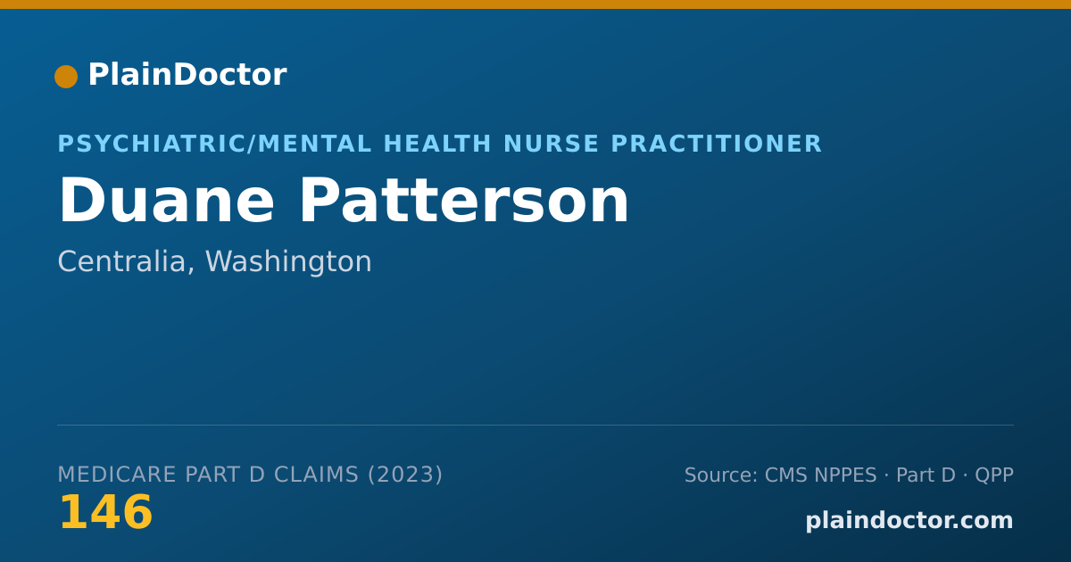 Shareable card for Duane Patterson - Psychiatric/Mental Health Nurse Practitioner, Centralia, WA