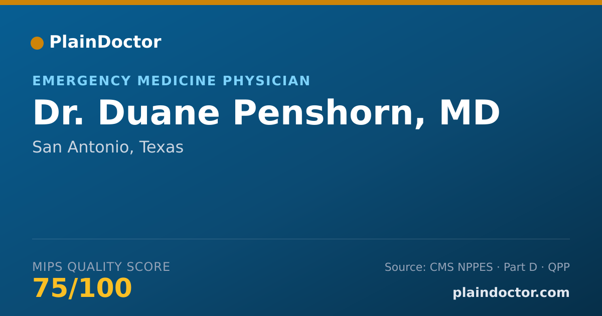 Shareable card for Duane Penshorn, MD - Emergency Medicine Physician, San Antonio, TX