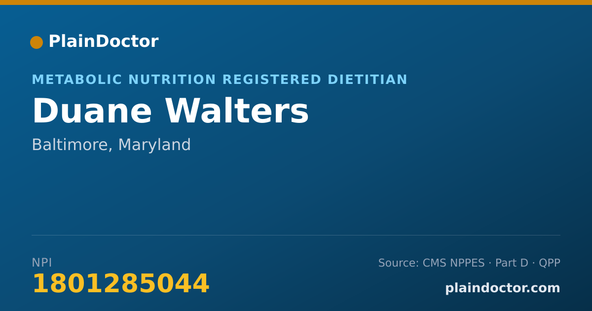 Shareable card for Duane Walters - Metabolic Nutrition Registered Dietitian, Baltimore, MD