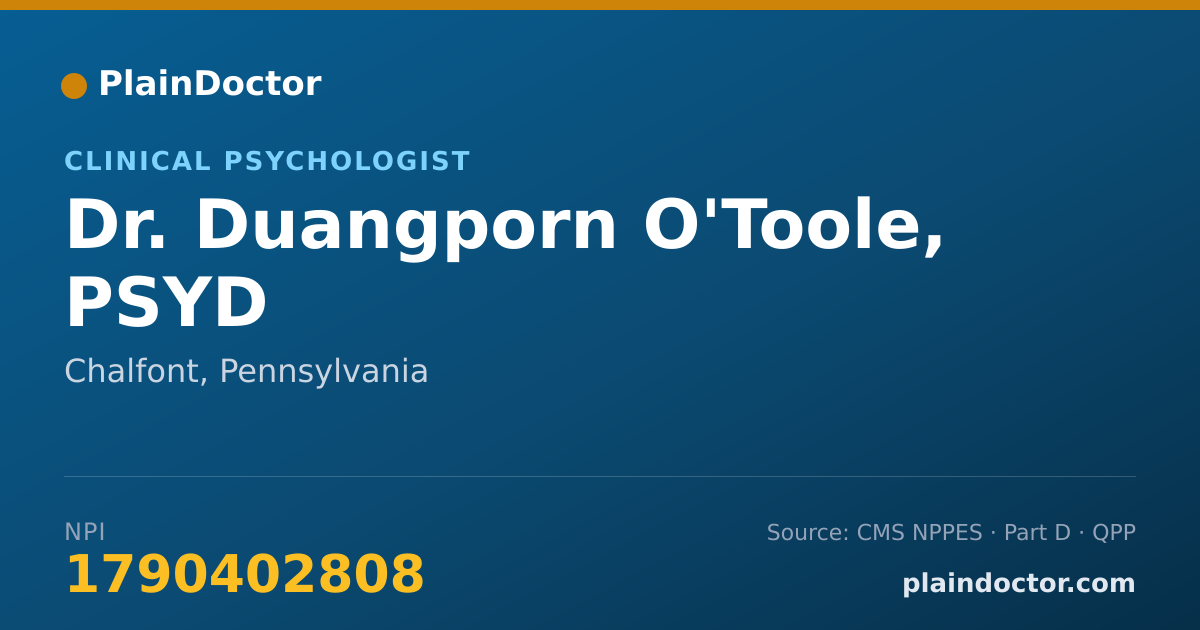 Shareable card for Duangporn O'Toole, PSYD - Clinical Psychologist, Chalfont, PA