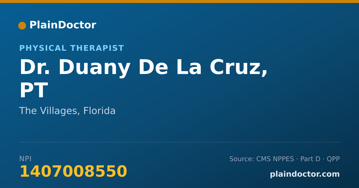 Shareable card for Duany De La Cruz, PT - Physical Therapist, The Villages, FL