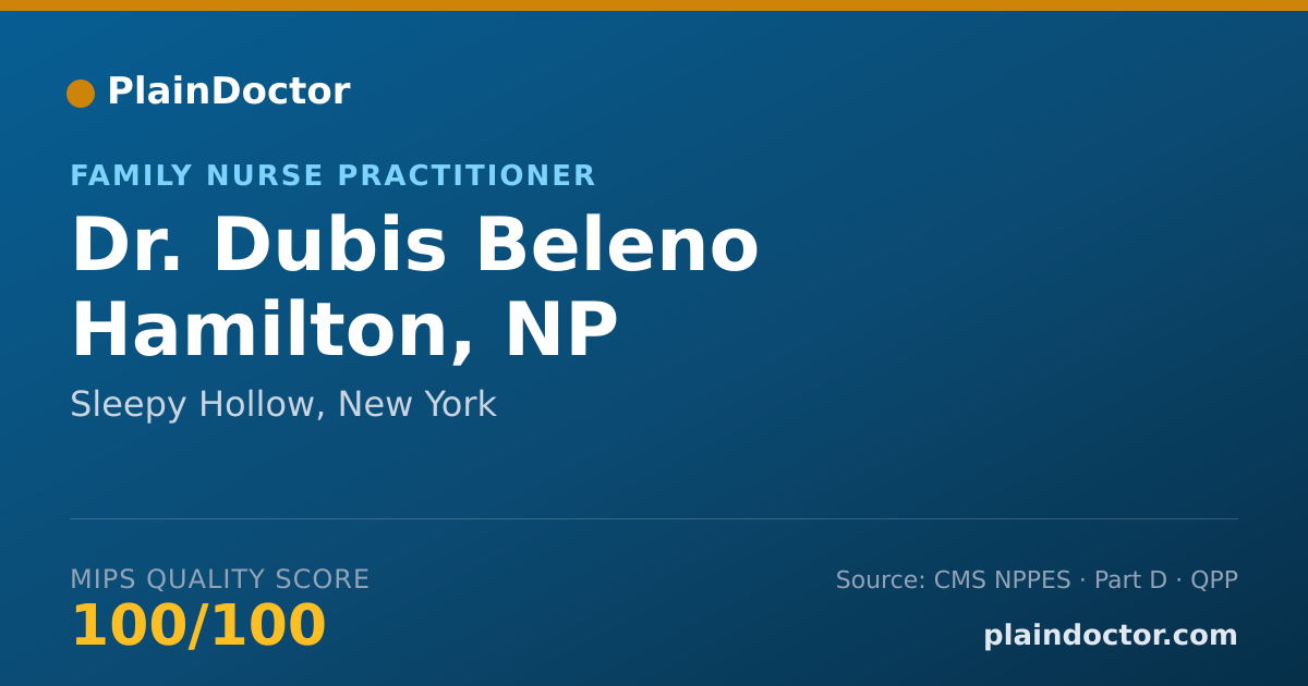 Shareable card for Dubis Beleno Hamilton, NP - Family Nurse Practitioner, Sleepy Hollow, NY