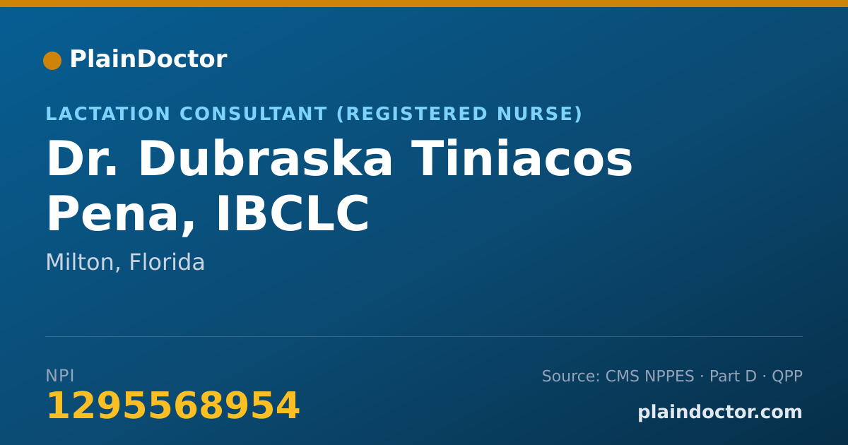 Shareable card for Dubraska Tiniacos Pena, IBCLC - Lactation Consultant (Registered Nurse), Milton, FL