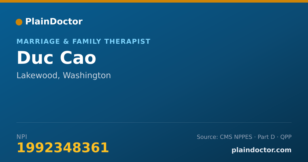 Shareable card for Duc Cao - Marriage & Family Therapist, Lakewood, WA