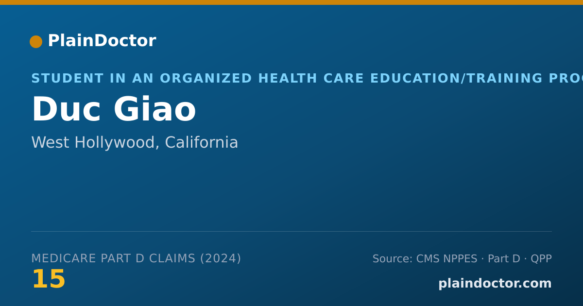 Shareable card for Duc Giao - Student in an Organized Health Care Education/Training Program, West Hollywood, CA