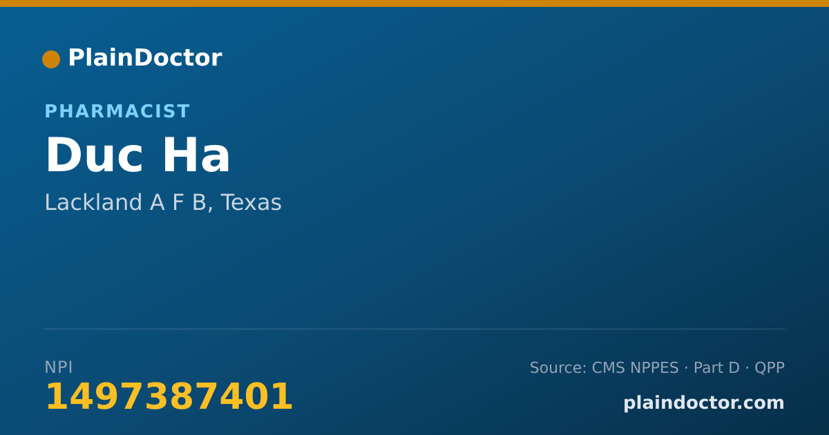 Shareable card for Duc Ha - Pharmacist, Lackland Afb, TX