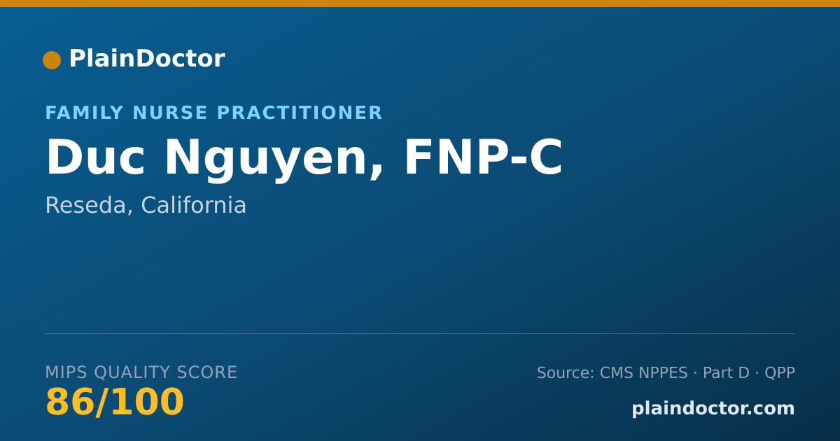 Shareable card for Duc Nguyen, FNP-C - Family Nurse Practitioner, Reseda, CA