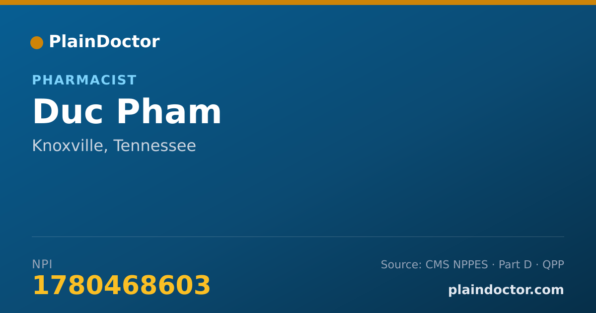 Shareable card for Duc Pham - Pharmacist, Knoxville, TN