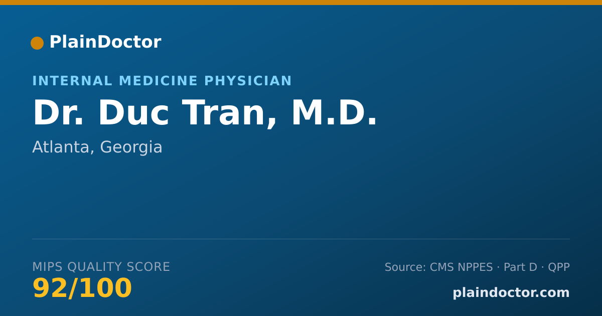 Shareable card for Duc Tran, M.D. - Internal Medicine Physician, Atlanta, GA